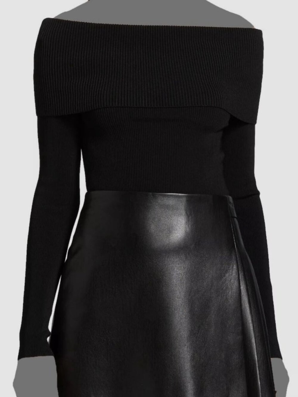 Alice + Olivia Womens Black Dolan Foldover Sweater Size M